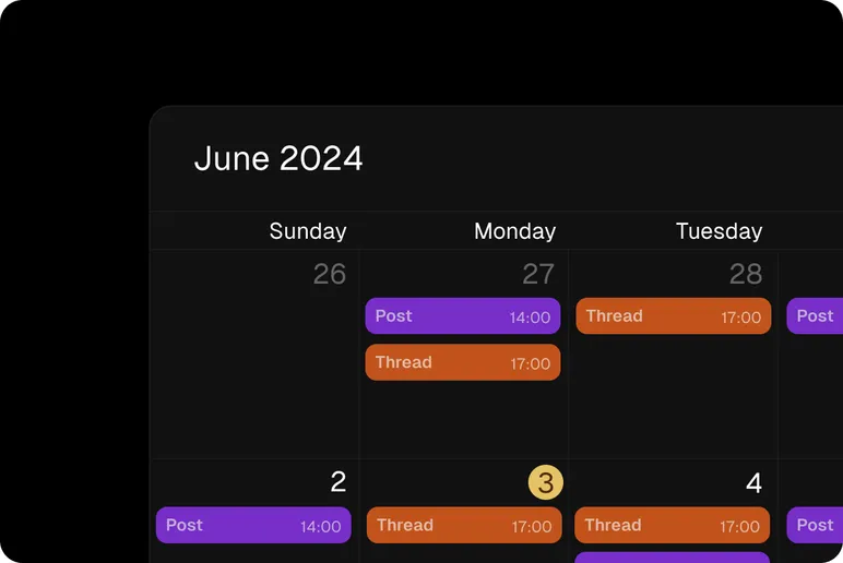 Weekly Threads scheduling calendar in BlackTwist